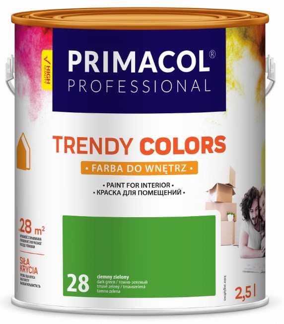 Farba akrylowa Trendy Colors 2,5 l mat ciemny zielony do ścian i sufitów